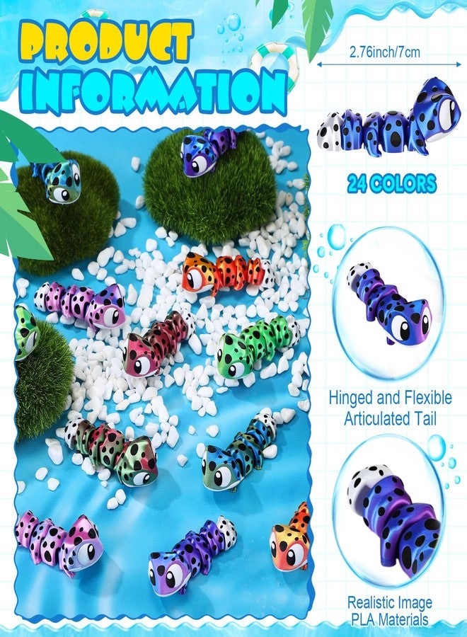 Fiwochic 24 Pcs 3D Printed Leopard Gecko 3D Printed Mini Animal Figurines Articulated Flexible Stress Relief Fidget Cute Animal Figurines Desk Decor Party Favors Carnival Prizes Rewards (Gradient) - Image 2